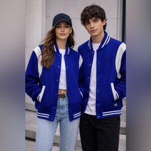 NWT Hudson Jean Blue and White Varsity Jacket - Wool Blend - Men’s Medium